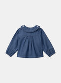 Camicia in jeans blu con collo con volant LACARINE / 24H1BFJ1CHEP274