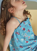 Canottiera turchese con stampa a fiori e tartarughe bambina CAUDEBETTE 2 / 22E2PFT2DEB202