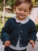 Cardigan verde smeraldo in maglia fantasia GACAMILLE / 23H1BF82CAR608