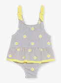 Costume intero navy e giallo con stampa a righe e soli FITINA / 23E4BFM2MAIA001