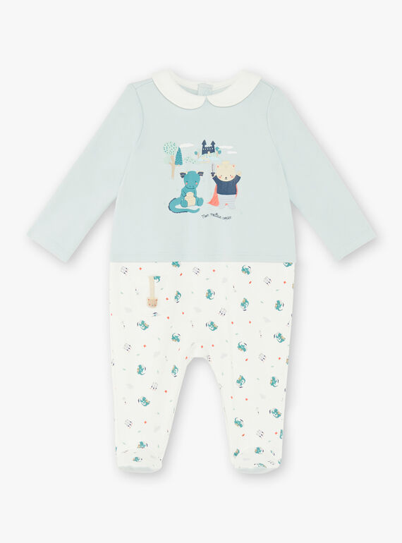 Tutina bianca e verde acqua neonato ZEBRAN / 21E5BG15GRE020