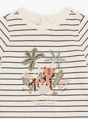 T-shirt beige con stampa a righe FATING / 23E1BGP1TMC007