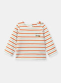 T-shirt arancione, verde argilla e panna con stampa a righe KAALEX / 24E1BG32TMLA001