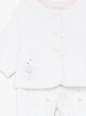 Completo cardigan in velluto fantasia e pantaloni in tubique ecrù neonata ZOLOUNA / 21E0NFG2ENS000