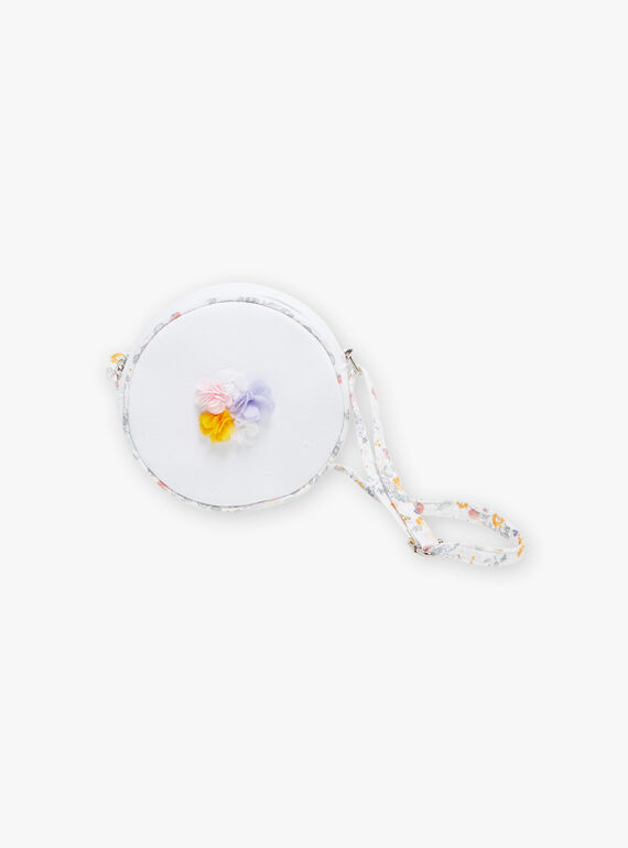 Borsa a tracolla in cotone bianco patch fiori in voile multicolore bambina CLUSETTE / 22E4PF11BES001