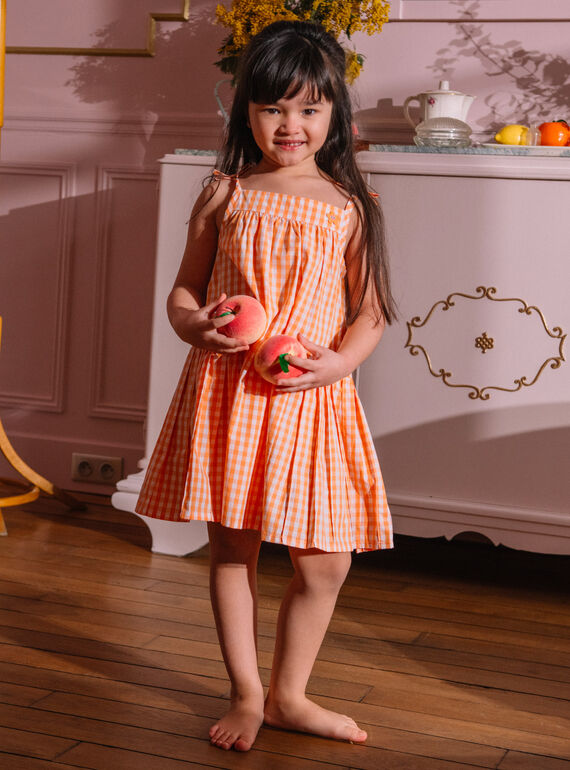 Abito a quadri ecrù bambina CHIVYETTE / 22E2PFM1RBS001
