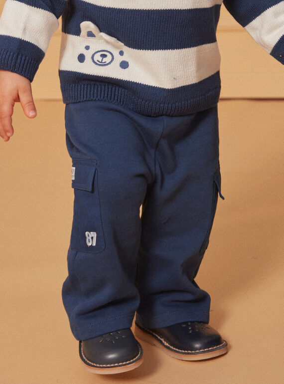 Pantaloni comfort blu navy con tasche effetto cargo LADAMIEN / 24H1BGJ1PANC230