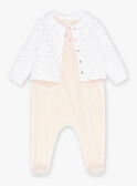 Set notte ecrù e rosa confetto in velluto e tubique KOSTIA / 24E0NF12ENSD310