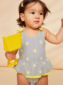 Costume intero navy e giallo con stampa a righe e soli FITINA / 23E4BFM2MAIA001