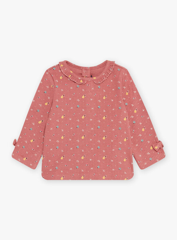 Blusa a maniche lunghe con stampa a fiori rosa antico DAKELLY / 22H1BFR1TEED332