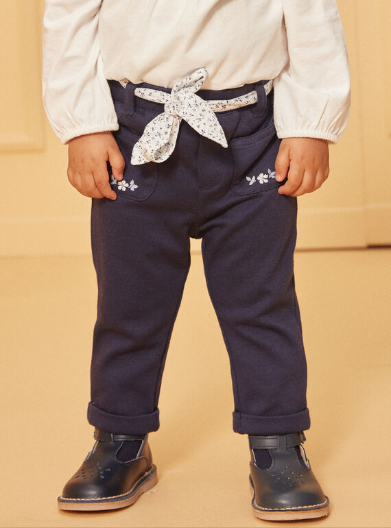 Pantaloni blu navy con cintura con stampa floreale LACLARA / 24H1BFJ1PAN070