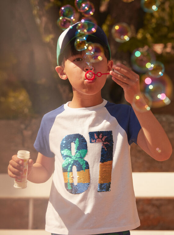 T-shirt a maniche corte bianca e blu LADUAGE / 24H3PGI4TMC000