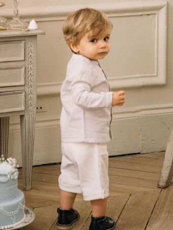 Shorts da cerimonia in twill bianchi neonato CAMATHIEU / 22E1BGH1BER000