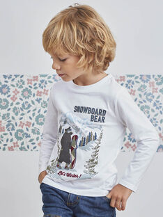 T-shirt bianca con motivi orso in montagna bambino BOXIDAGE / 21H3PGO1TML000