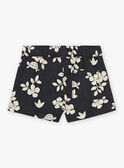 Shorts in popeline neri ardesia con stampa foglie e tartarughe FATHOMAS / 23E1BGP2SHOJ900