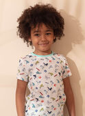 Completo da spiaggia ecrù e celeste t-shirt e shorts bambino ZIPALAGE4 / 21E3PGQ3ENS001