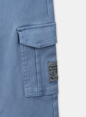 Pantaloni cargo slim blu satinato LESLIMAGE / 24H3PGJ1PANC206