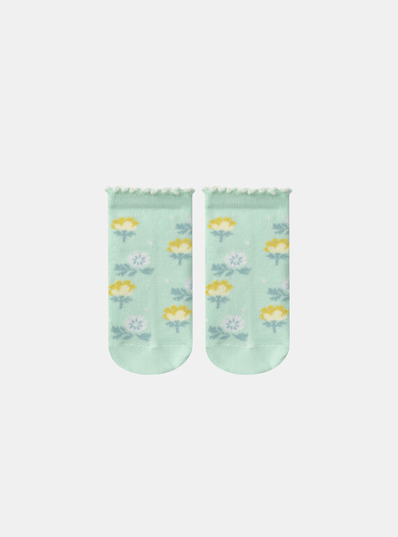 Calze Jacquard a Fiori Colorati Blu celadon KLISOZETTE / 24E4PFR1SOB204