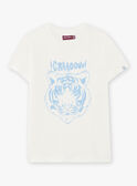 T-shirt ecrù e azzurra con motivo tigre testurizzato bambino CAZOTAGE3 / 22E3PGF1TMC001
