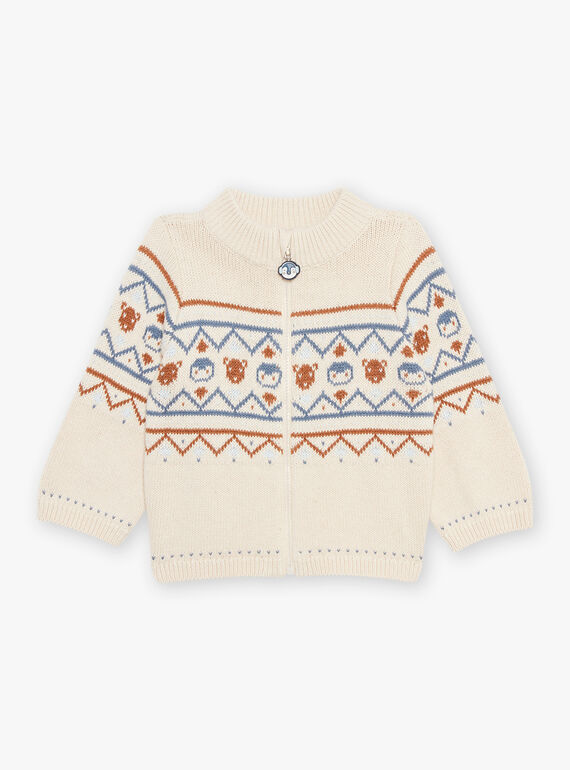 Cardigan a jacquard animali e motivi fantasia beige DASICHARD / 22H1BGY1GILA001