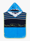 Mantella da bagno blu a righe e motivo squalo bambino CYCAPAGE / 22E4PGO1CDBC244