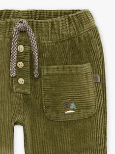 Pantaloni con tasche in velluto a costine kaki neonato BASERGIO / 21H1BGO3PAN612