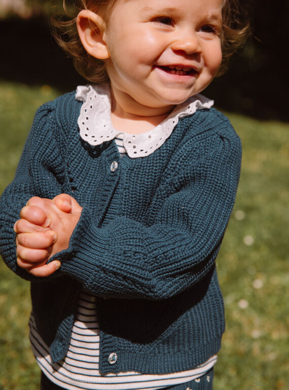 Cardigan verde smeraldo in maglia fantasia GACAMILLE / 23H1BF82CAR608