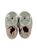 Scarpe pelle morbida glitterata beige con ricamo gatto neonata GNFCHAT / 19WK37Z2D3S080