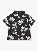 Camicia nera ardesia con stampa foglie e tartarughe FATONY / 23E1BGP1CHMJ900