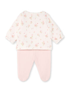 Giacca bianca e rosa stampa a fiori e leggings rosa nascita bambina BONNIE / 21H0NF41ENS301