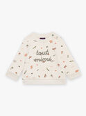 Felpa beige in tessuto felpato con stampa animali FATAHAR / 23E1BGP1SWE007