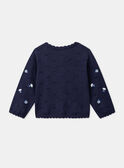 Cardigan blu navy strutturato con fiori ricamati LACORRINE / 24H1BFJ2CAR070