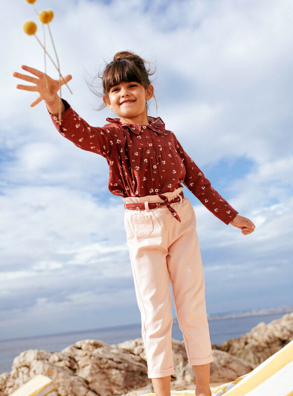 Pantaloni nude e cintura con stampa a fiori bambina CAPATETTE / 22E2PF71PAND319