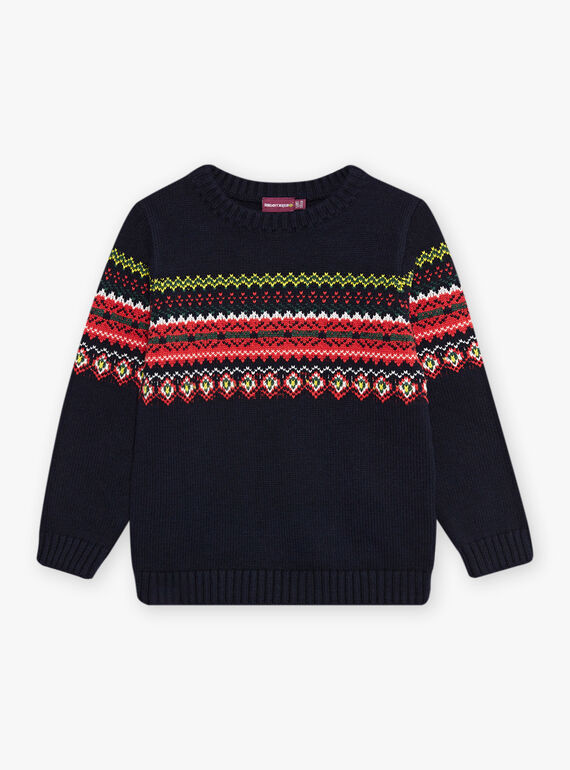Maglia motivo jacquard navy bambino DOJACAGE / 22H3PGX1PUL070