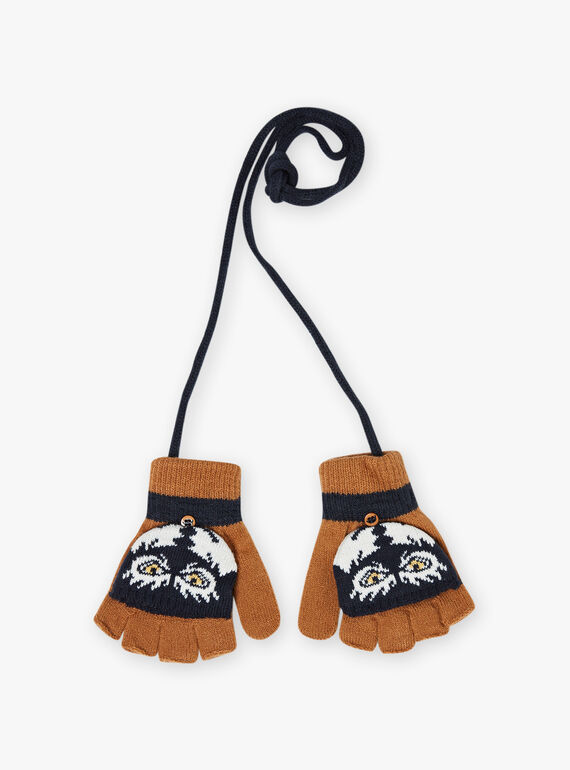 Muffole 2 in 1 cammello con motivo lupo bambino BIMITAGE / 21H4PGE2GAN804