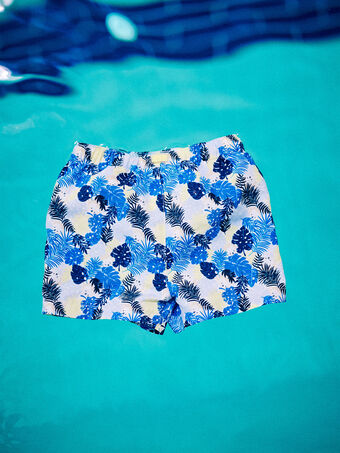 Shorts blu con stampa foglie neonato CILEO / 22E4BGO1MAI701