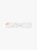Pagliaccetto in raso di cotone bianco e fascia con stampa frutta e fiore nascita bambina CONSUELA / 22E0CFI3ENS000