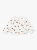 Set tutina e cardigan beige ed ecrù in velluto LOHENN / 24H0NG21ENSA011