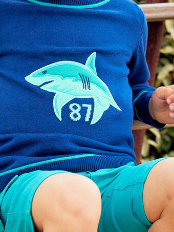 Maglia blu con motivo squalo bambino COMIDAGE / 22E3PGN1PULC231