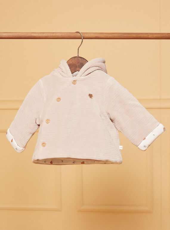 Giacca nascita in velluto beige con cappuccio LOAC / 24H0CM11VES007