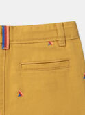 Shorts senape con ricami pinna di squalo multicolore KLOMUAGE / 24E3PGS1BERB107