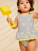 Costume intero navy e giallo con stampa a righe e soli FITINA / 23E4BFM2MAIA001