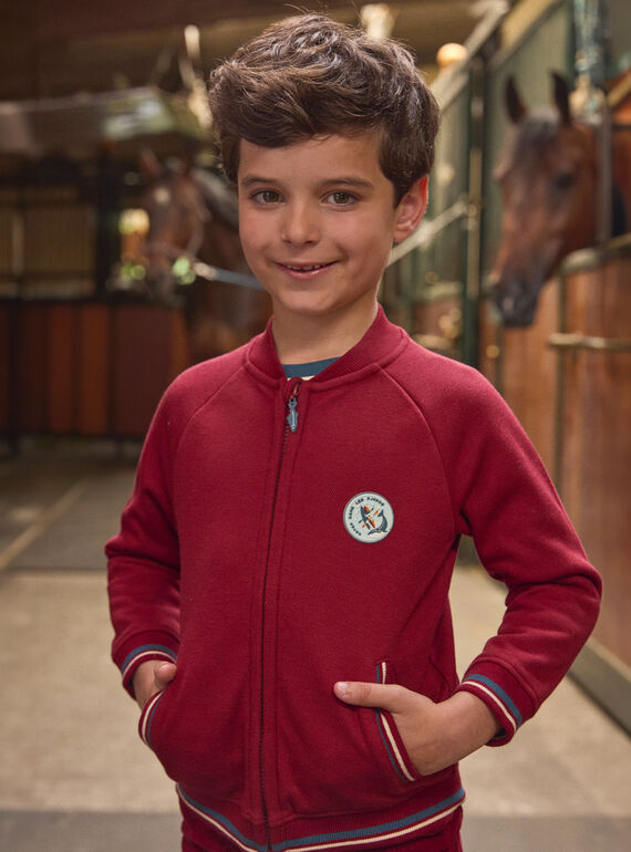 Cardigan in piqué rosso LARILAGE / 24H3PGR1GIL501