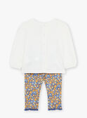 Camicia écru, leggings e fascia blu navy con stampa a fiori 23E1BF81ENS001
