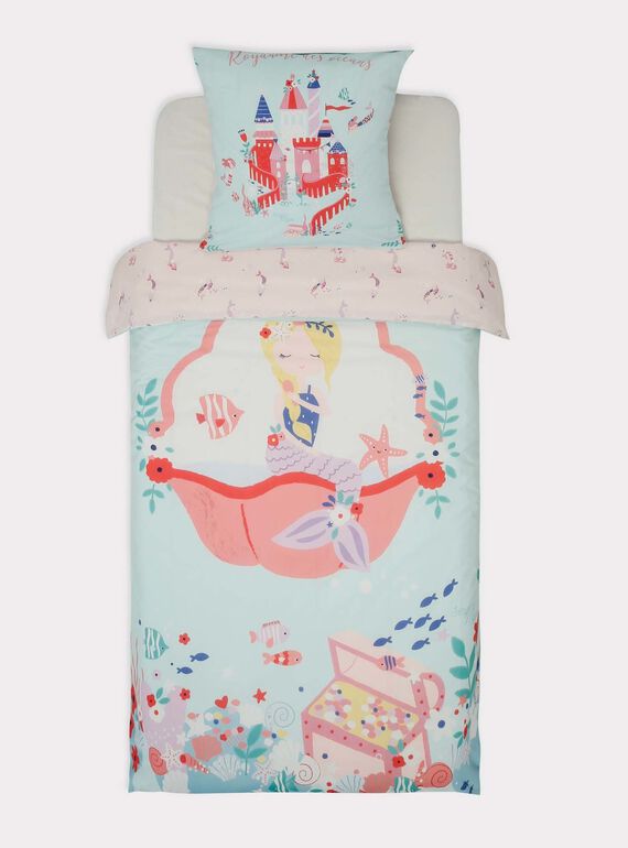 Parure da letto turchese e rosa motivo sirena TIPARURSIR / 20EZEN71PLC213