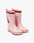 Stivali da pioggia rosa con motivi arcobaleno e fantasia bambina BIPIETTE / 21F10PF33D0C030