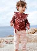 Pantaloni in twill nude e cintura con stampa a fiori neonata CABATA / 22E1BF71PAND319