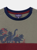 T-shirt con dinosauro stampato kaki e bordeaux KILOAGE / 24E3PGC2TMC604