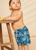 Shorts mare navy e verde con stampa foglie FISAM / 23E4BGM2MAI070