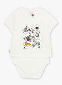 Body T-shirt ecrù e motivi animali e giungla neonato CAKILLIAN / 22E1BG91BOD001